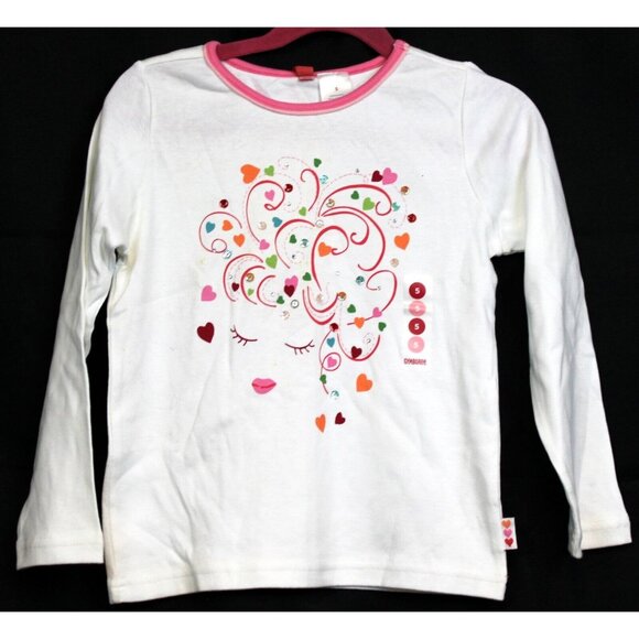 2005 Gymboree Sugar Cookie Shirt sz 5 NWT White Heart Sequin Colorful Winter - Picture 1 of 5